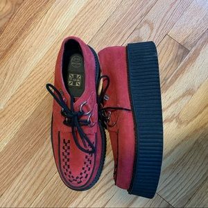 TUK Red Suede Platform Creepers